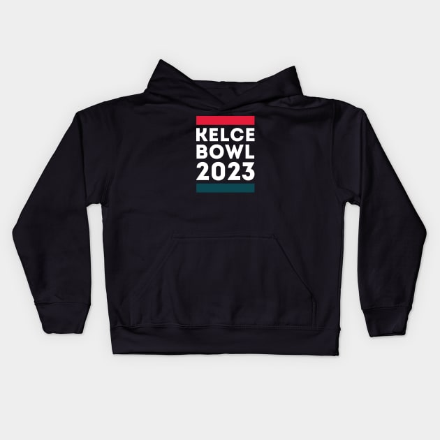 Kelce Bowl 2023 - Travis Kelce Versus Jason Kelce Super Bowl 2023 Kids Hoodie by Funnyteesforme